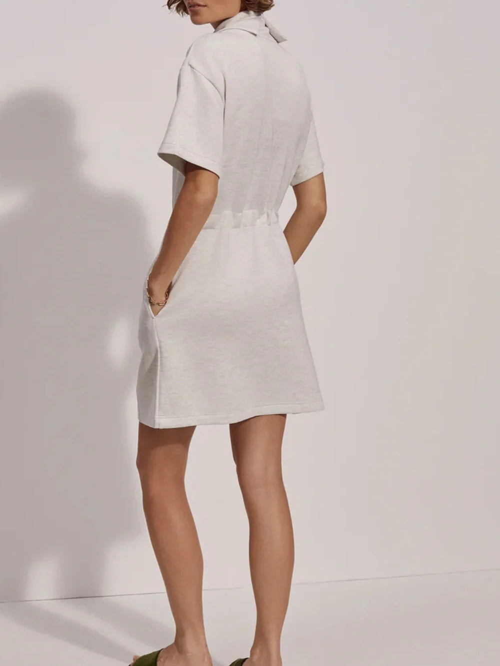 VARLEY Double Soft Sophie Dress Ivory Marl Size Medium - Picture 3 of 7